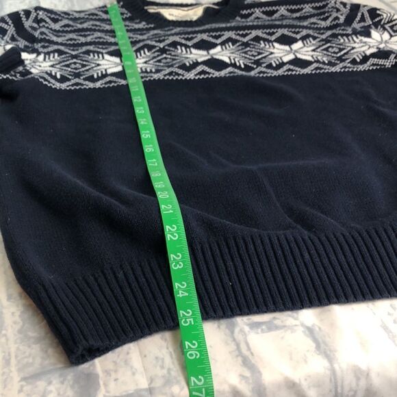 Weatherproof Blue Fair Isle Navy Sweater Cotton Crewneck White Snowflake Design - Picture 6 of 10
